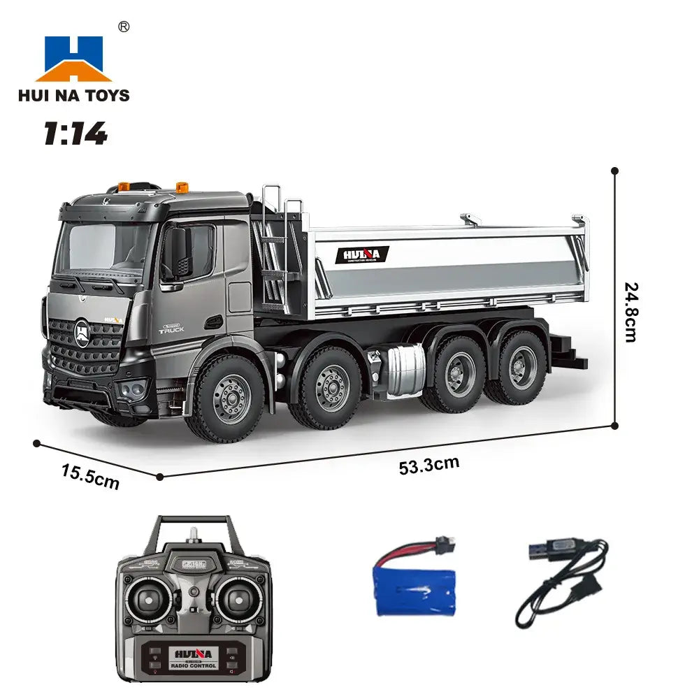 Camion benne télécommandé 1/14 HUINA Pro 13 canaux, 8 roues, avec godet en métal