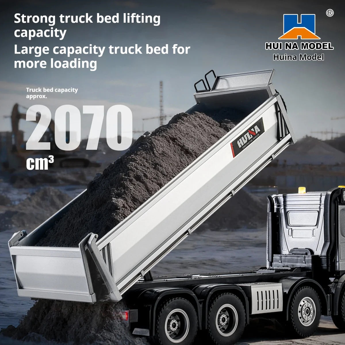 Camion benne télécommandé 1/14 HUINA Pro 13 canaux, 8 roues, avec godet en métal