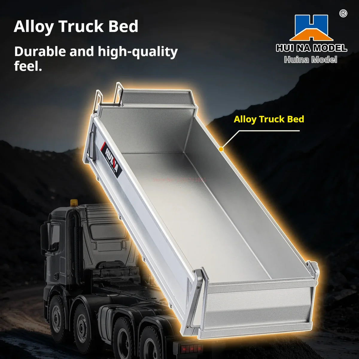 Camion benne télécommandé 1/14 HUINA Pro 13 canaux, 8 roues, avec godet en métal