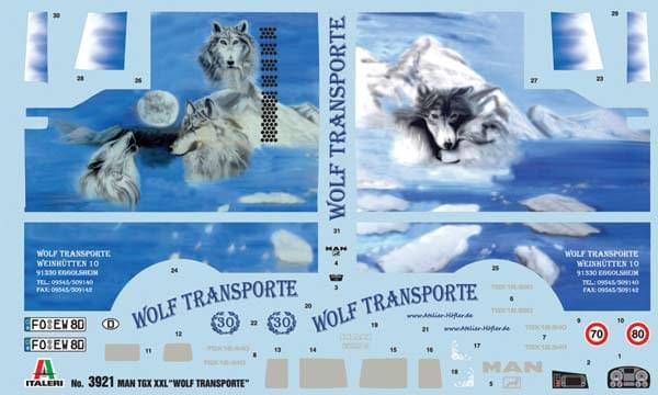 Maquette camion MAN TGX XXL Wolf Transporte - Italeri 3921