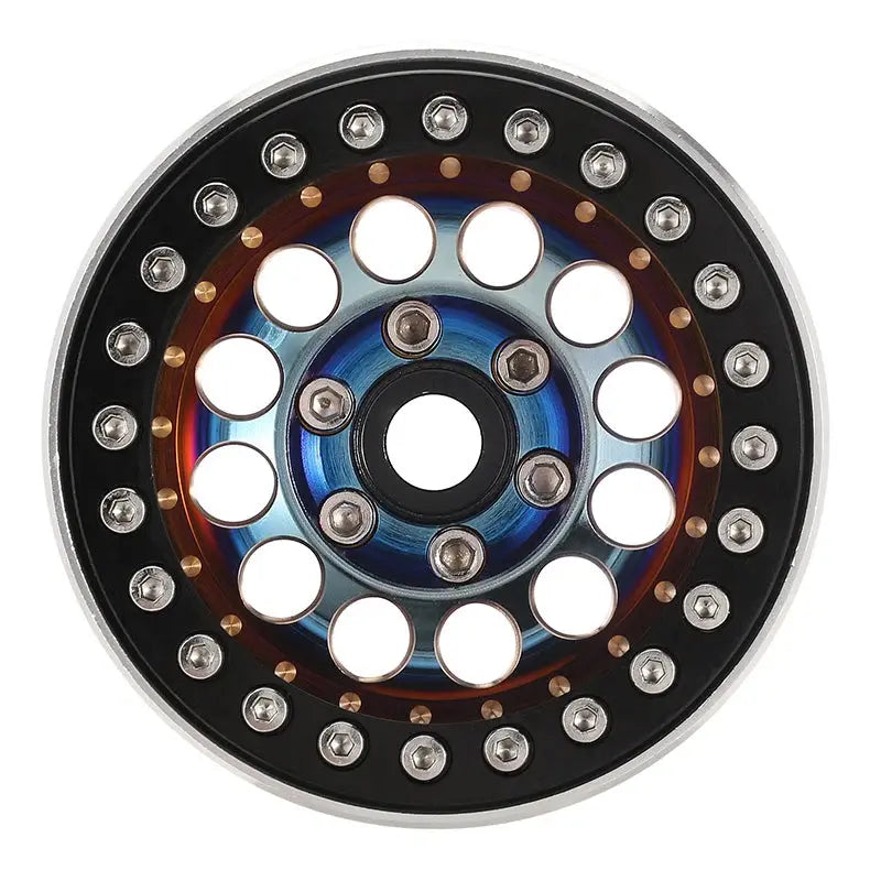 4 jantes INJORA 1,9" arc en ciel en laiton avec déport de -10 mm pour crawlers RC 1/10 (W1957)