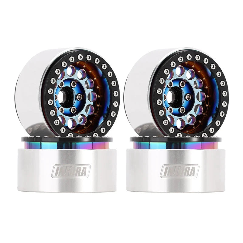 4 jantes INJORA 1,9" arc en ciel en laiton avec déport de -10 mm pour crawlers RC 1/10 (W1957)