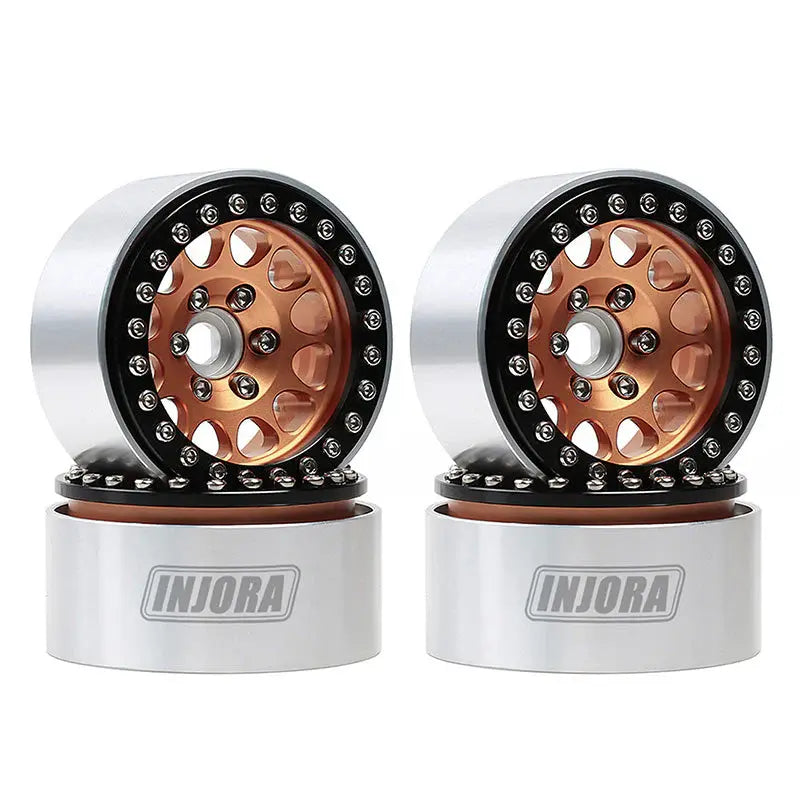 4 jantes en laiton noir ondulé Injora 0,7" D19 pour 1/30 SCX30 (W7005) - Breizh Modélisme.