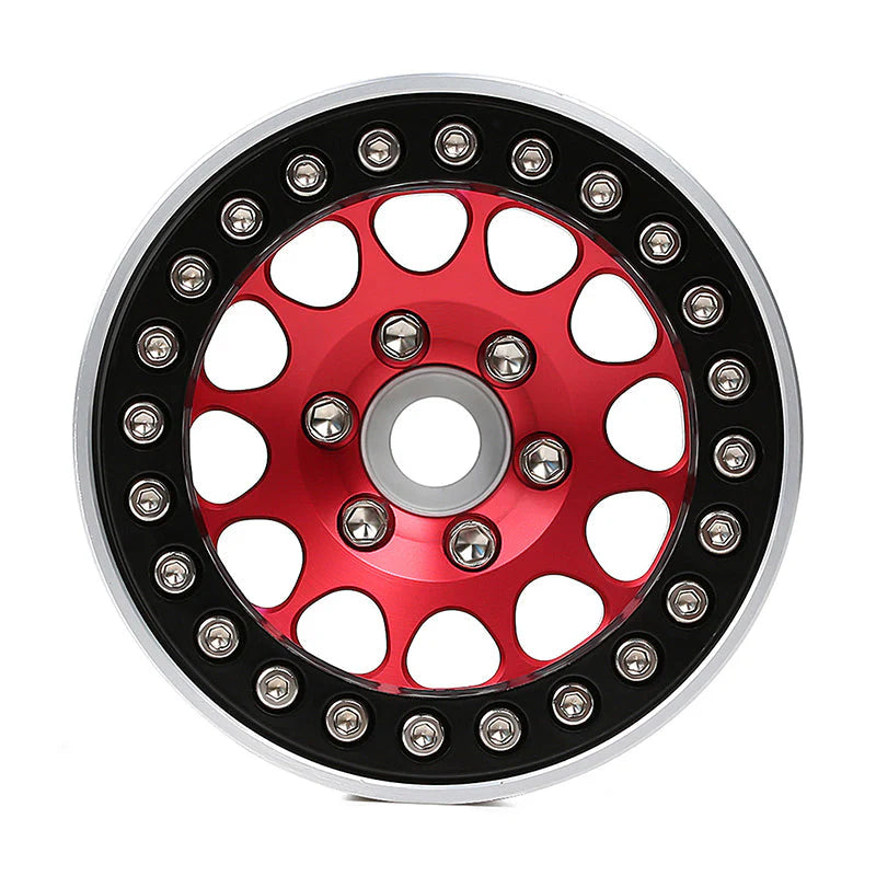 4 jantes Injora 1,9" rouge en alliage d'aluminium Beadlock pour crawler RC 1/10