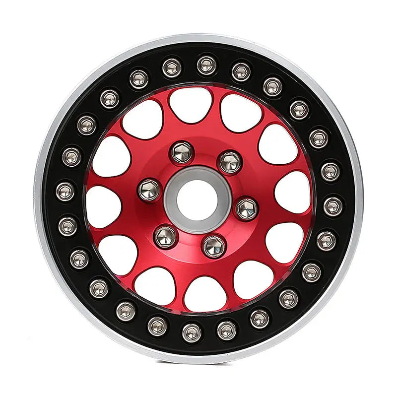 4 jantes Injora 1,9" rouge en alliage d'aluminium Beadlock pour crawler RC 1/10