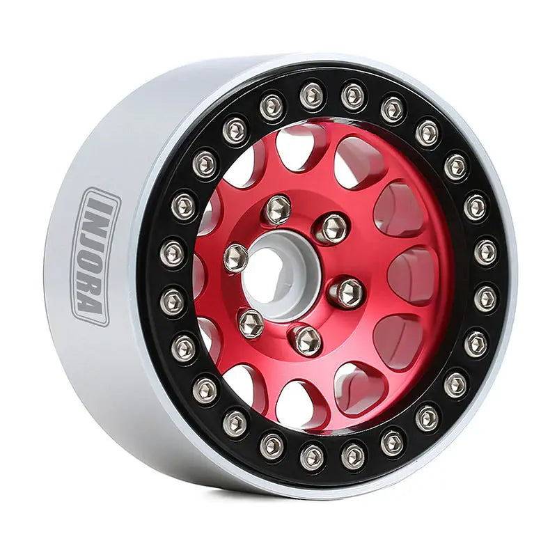 4 jantes Injora 1,9" rouge en alliage d'aluminium Beadlock pour crawler RC 1/10