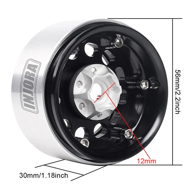 4 jantes Injora 1,9" en alliage d'aluminium Beadlock pour crawler RC 1/10