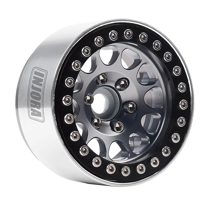 4 jantes Injora 1,9" noir en alliage d'aluminium Beadlock pour crawler RC 1/10 - Breizh Modélisme.
