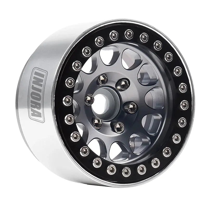 4 jantes Injora 1,9" noir en alliage d'aluminium Beadlock pour crawler RC 1/10 - Breizh Modélisme.