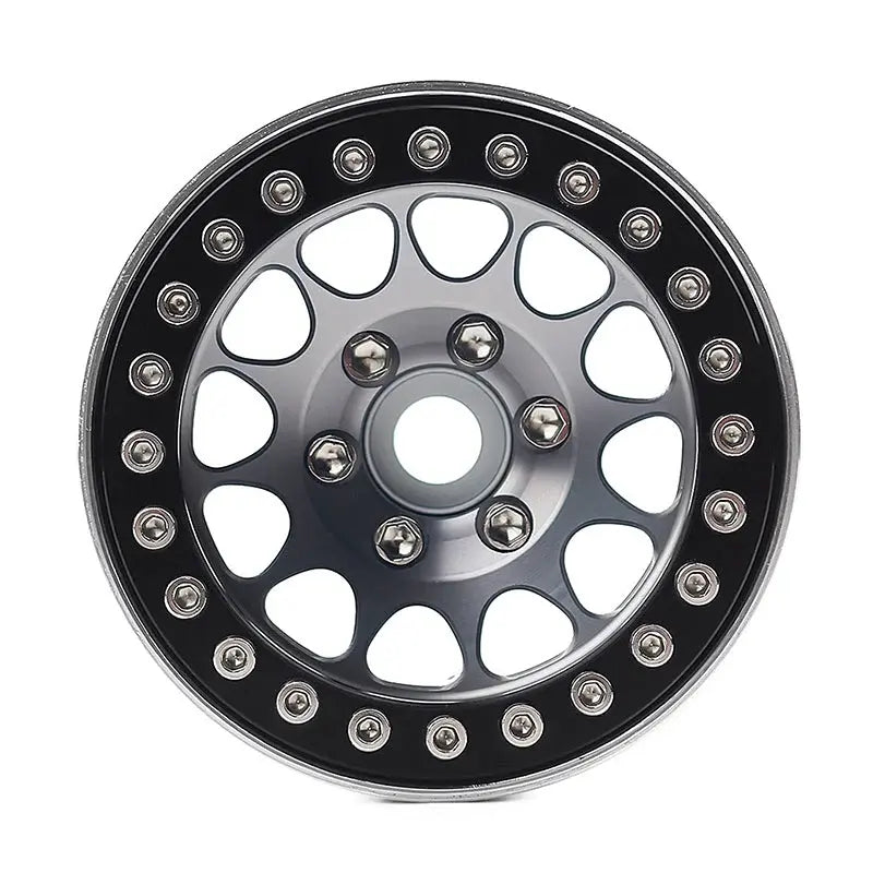 4 jantes Injora 1,9" noir en alliage d'aluminium Beadlock pour crawler RC 1/10 - Breizh Modélisme.