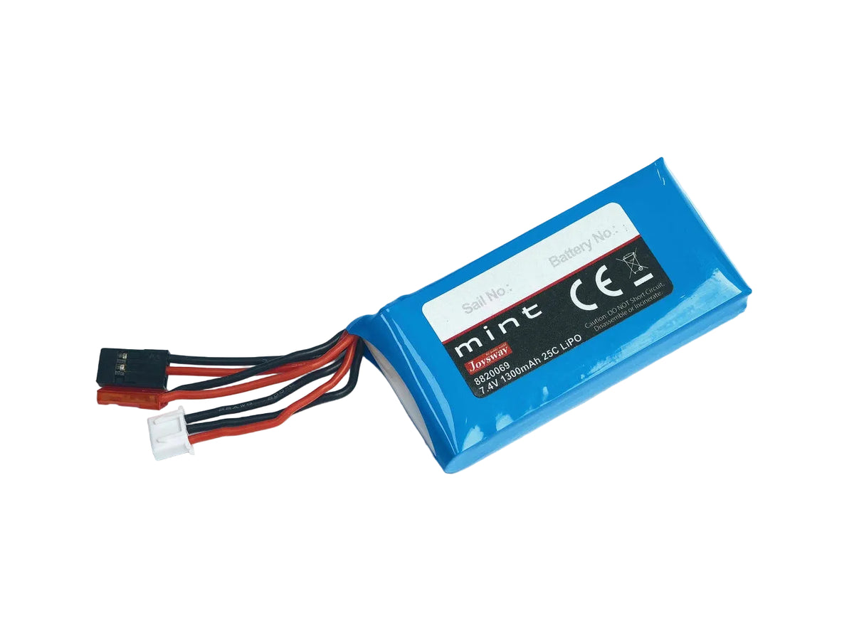 Batterie LiPo 2S 7,4V 1300mAh JST & JR Joysway MINT - Breizh Modélisme.