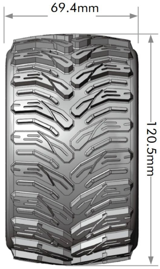 2 Pneus et roues MT-CYCLONE 1/10 soft (x2) - LT3226SX - Breizh Modélisme.