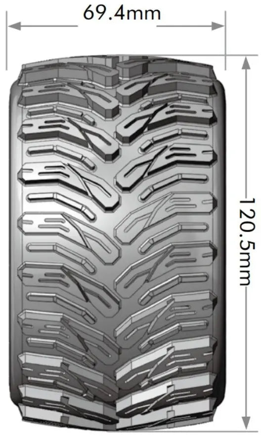 2 Pneus et roues MT-CYCLONE 1/10 soft (x2) - LT3226SX - Breizh Modélisme.