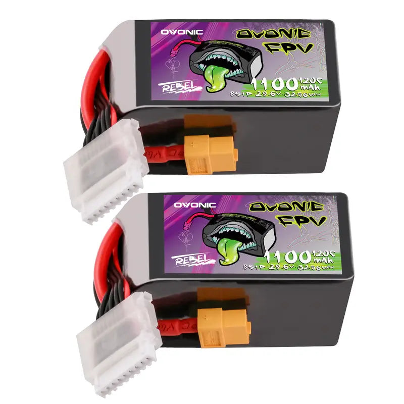 Lot de 2 batteries Lipo Ovonic Rebel 2.0 120C 8S 1100mAh 29,6V XT60 - Breizh Modélisme.