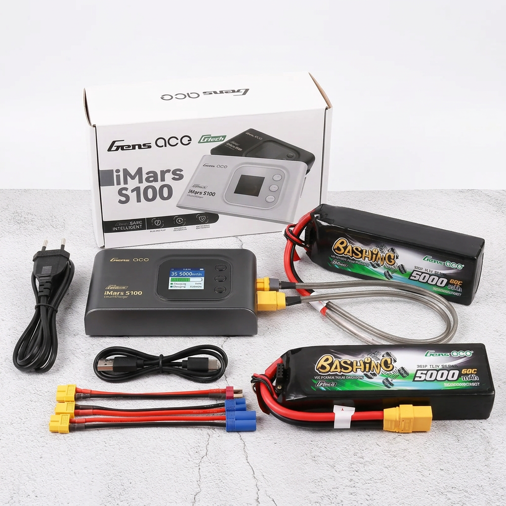 Combo 6S XT90 Gens Ace Chargeur avec 2 batteries lipo 3S XT90
