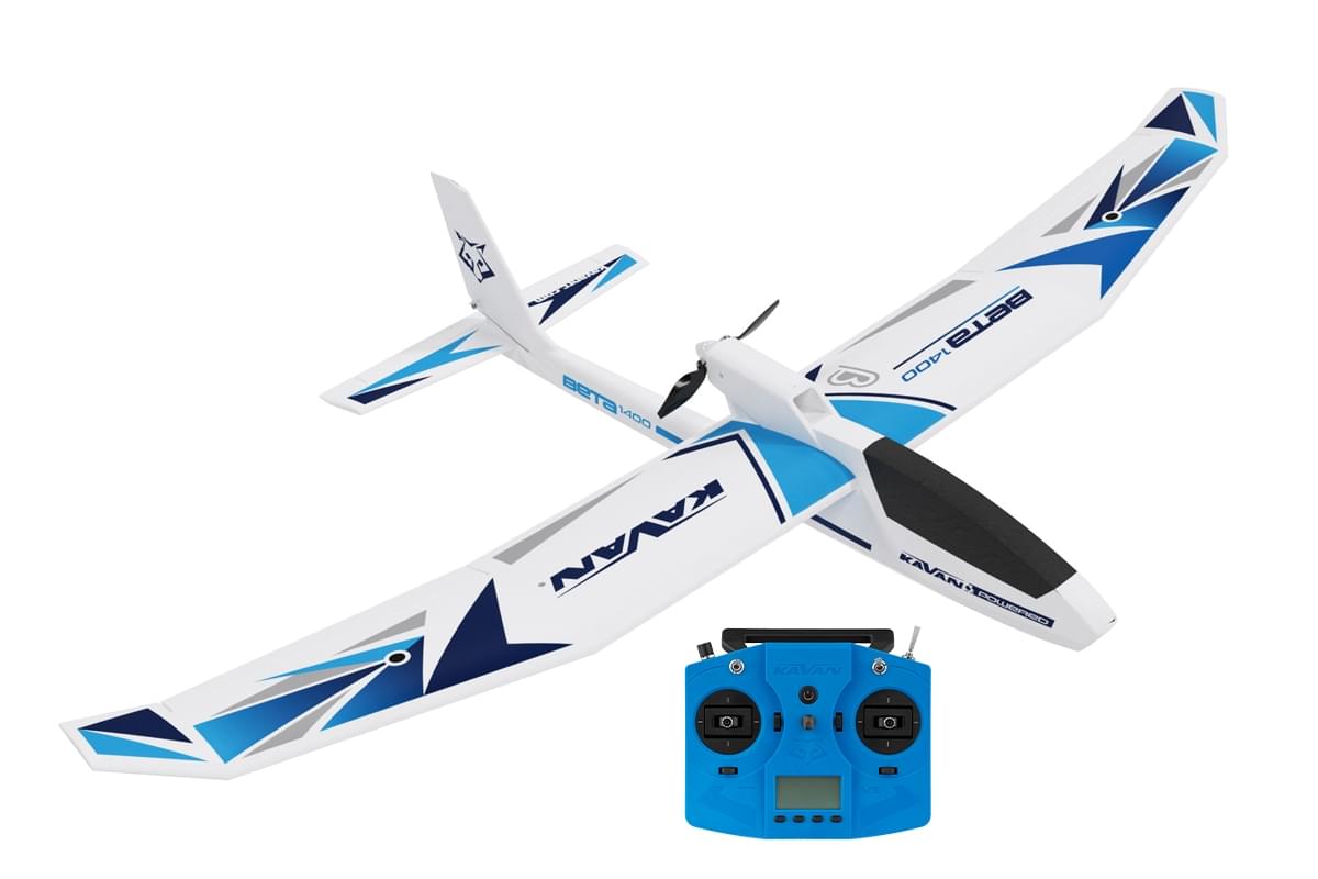 Motoplaneur planeur Kavan Beta 1400 RTF V5 avec radio 24 voies - bleu - Breizh Modélisme.
