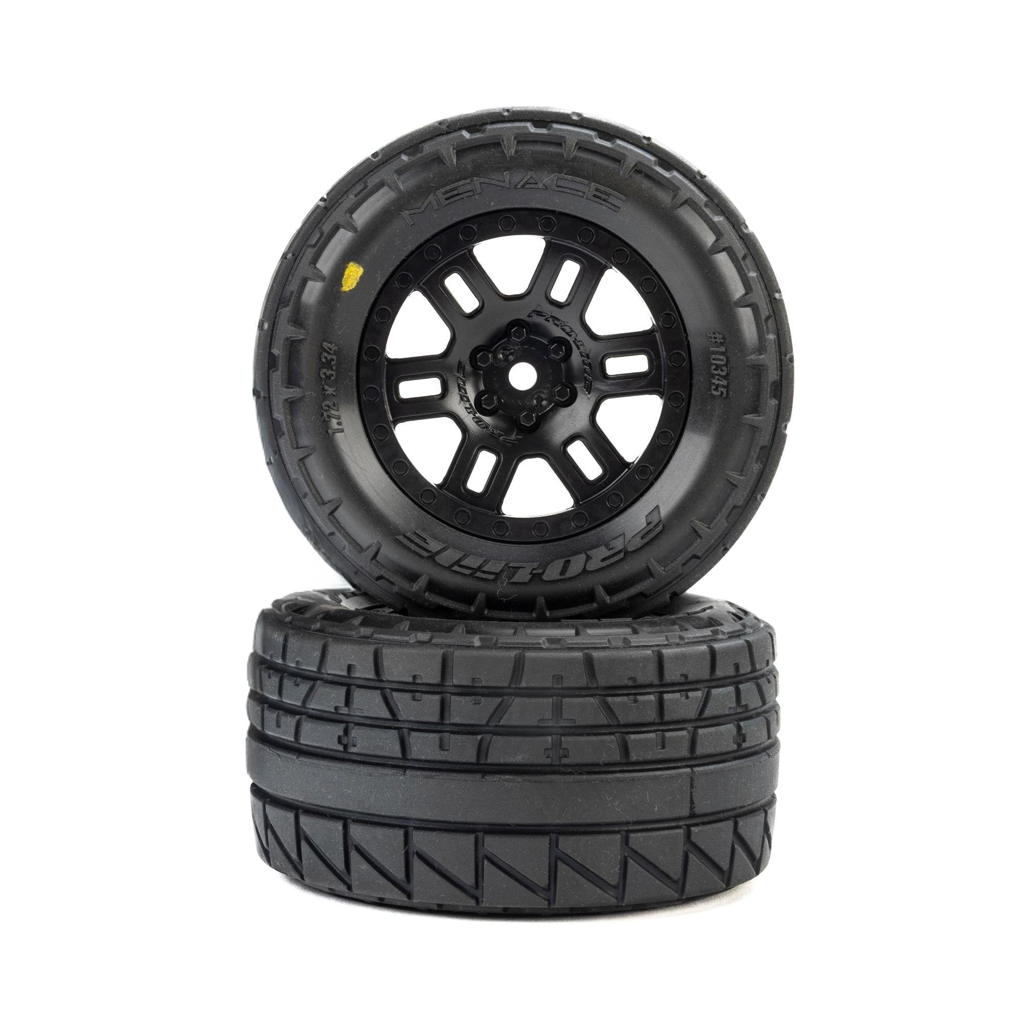 2 pneus de route avant/arrière Menace 12mm Arrma Mini Kraton 1/16 - Breizh Modélisme.