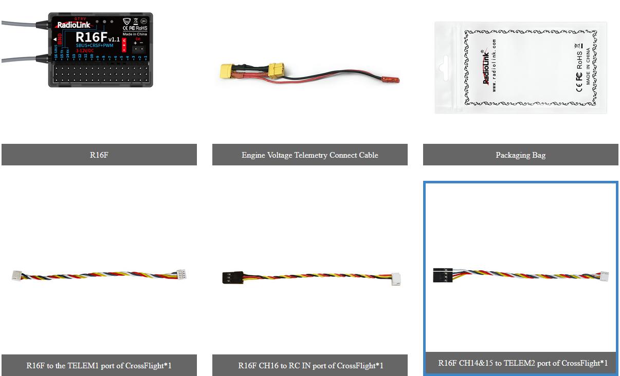 Récepteur R16F 2,4 GHz 16 canaux avec télémétrie bidirectionnelle pour T12D et T16D - Breizh Modélisme.