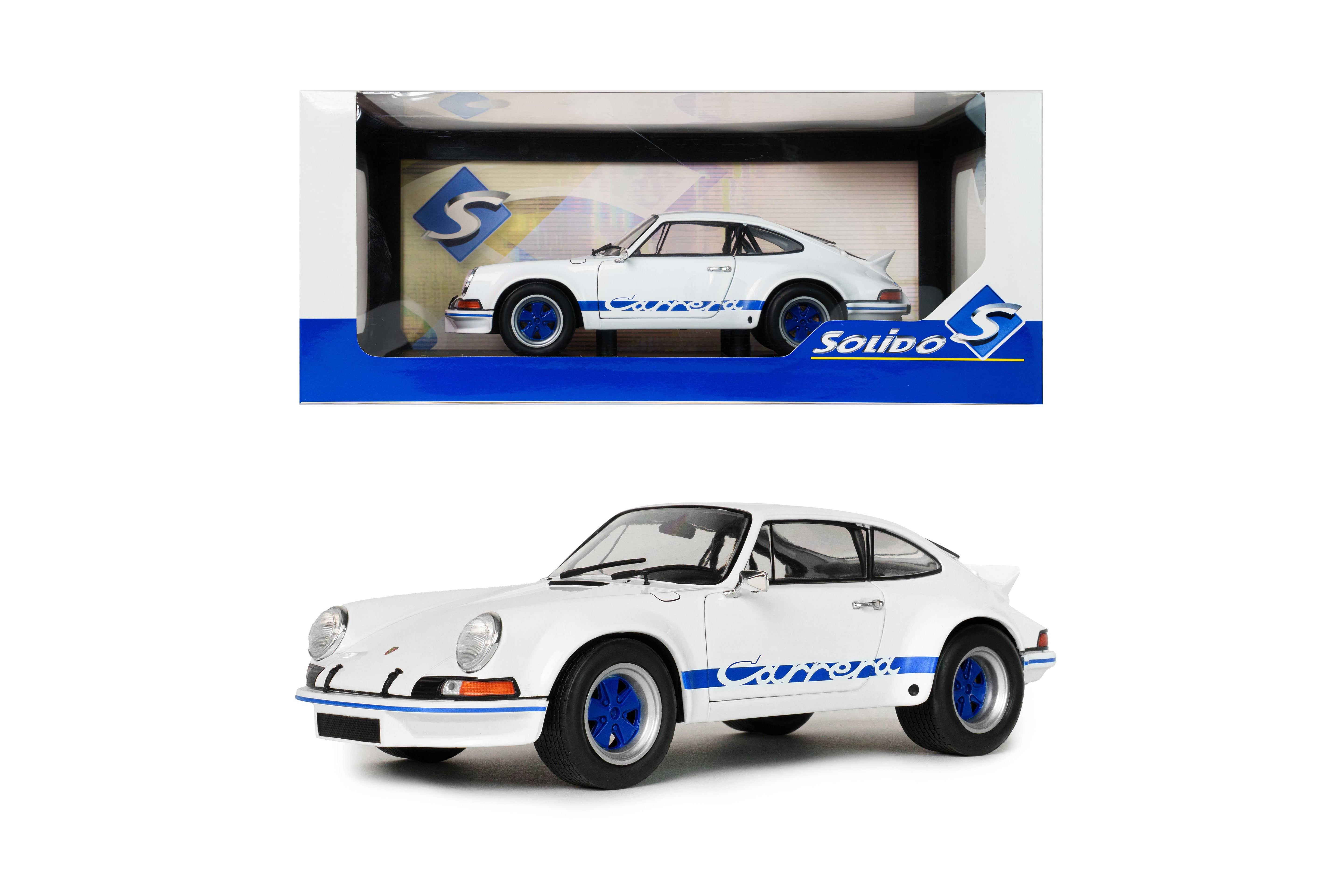 Solido S1801119 Voiture miniature collection 1/18 Porsche 911 RSR – White / Blue Carrera Stripes – 1973