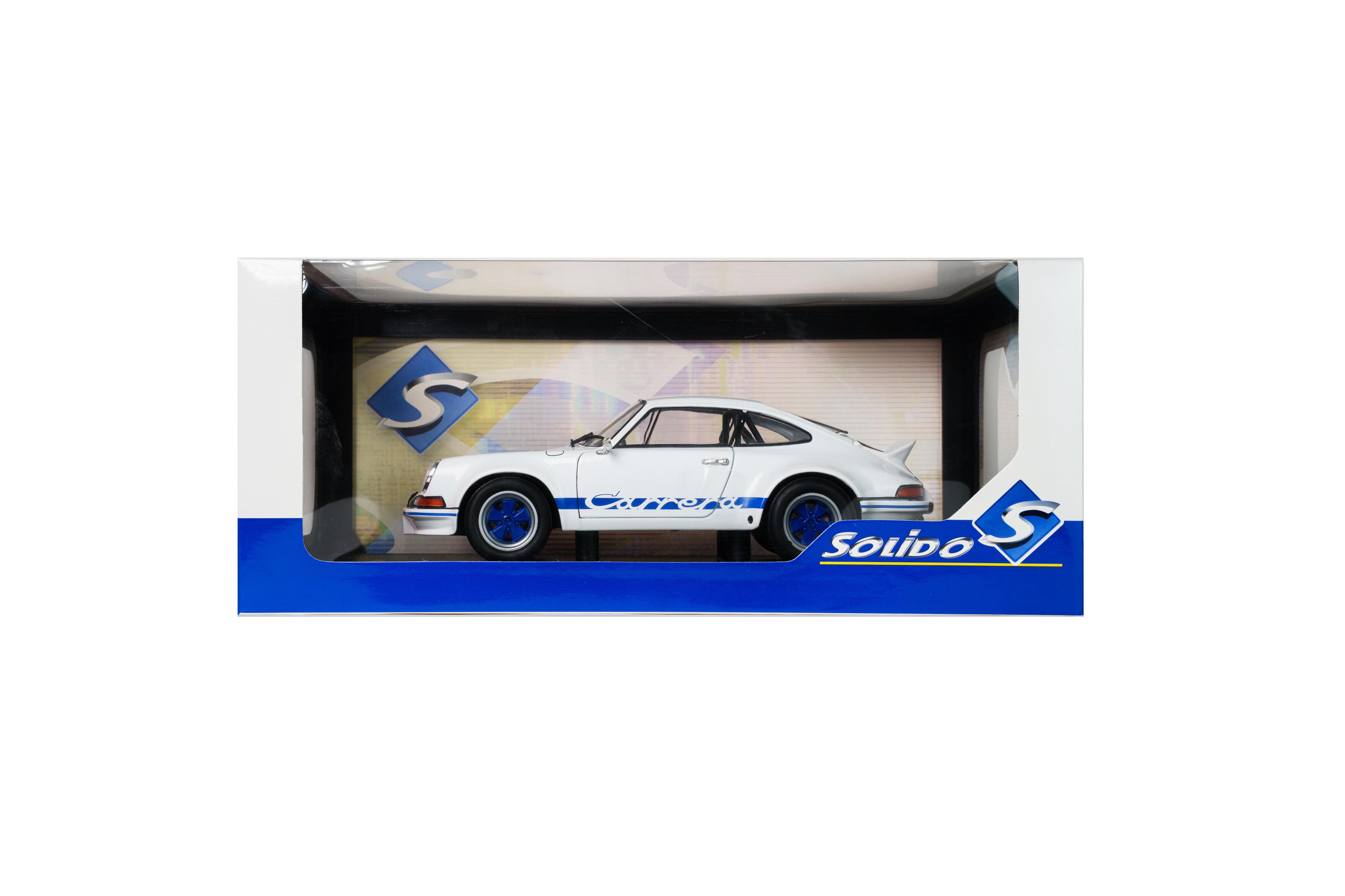 Solido S1801119 Voiture miniature collection 1/18 Porsche 911 RSR – White / Blue Carrera Stripes – 1973