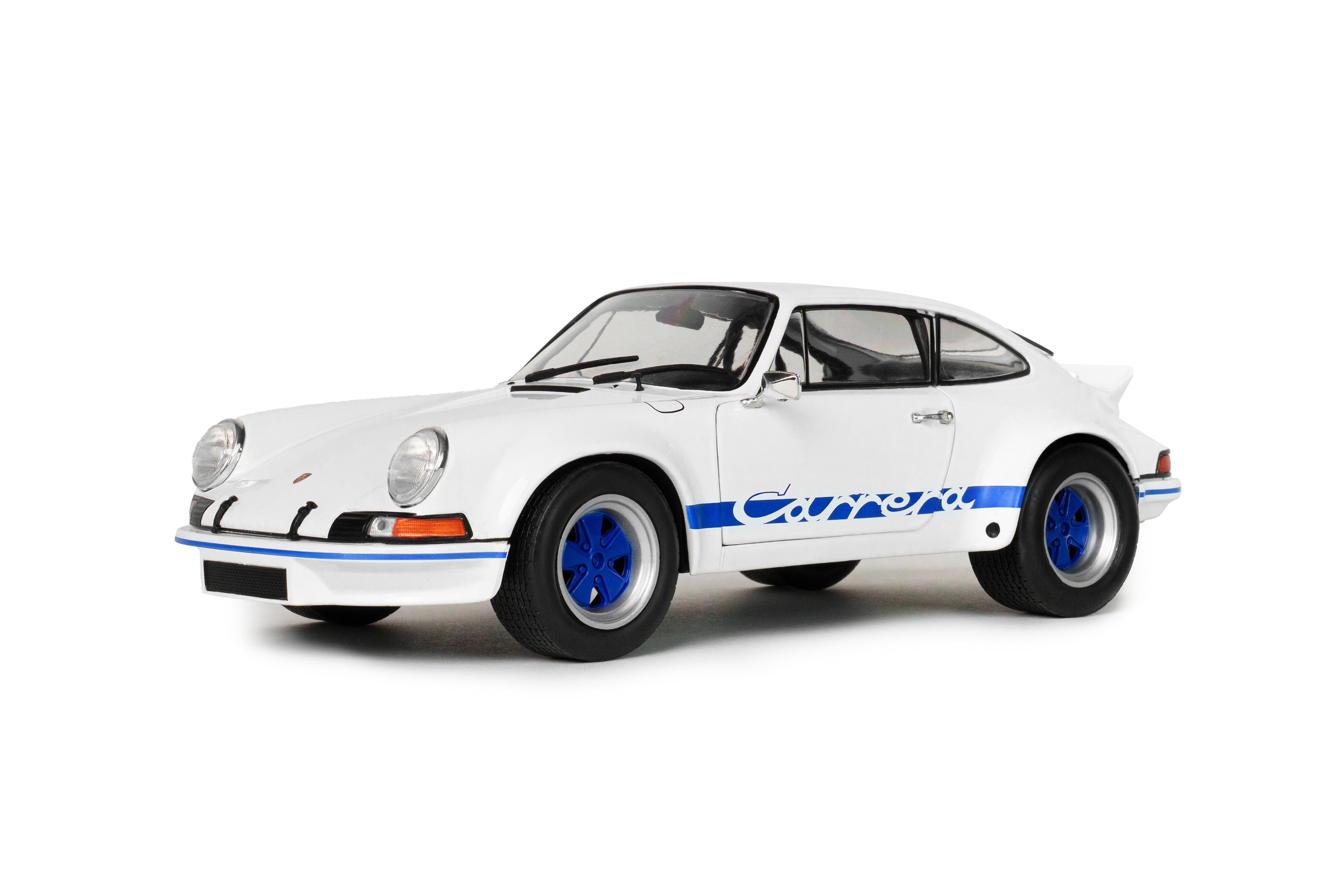 Solido S1801119 Voiture miniature collection 1/18 Porsche 911 RSR – White / Blue Carrera Stripes – 1973