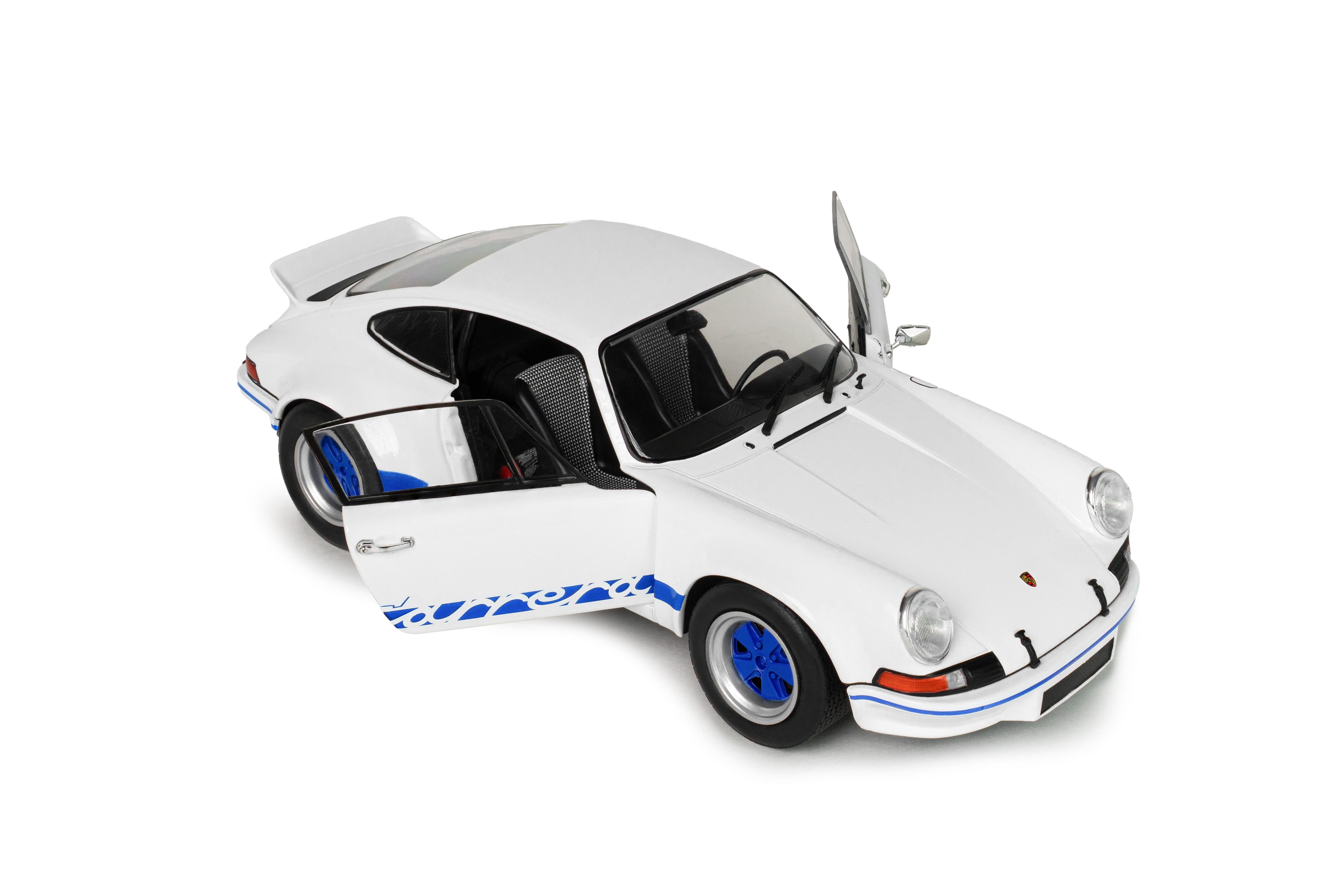 Solido S1801119 Voiture miniature collection 1/18 Porsche 911 RSR – White / Blue Carrera Stripes – 1973
