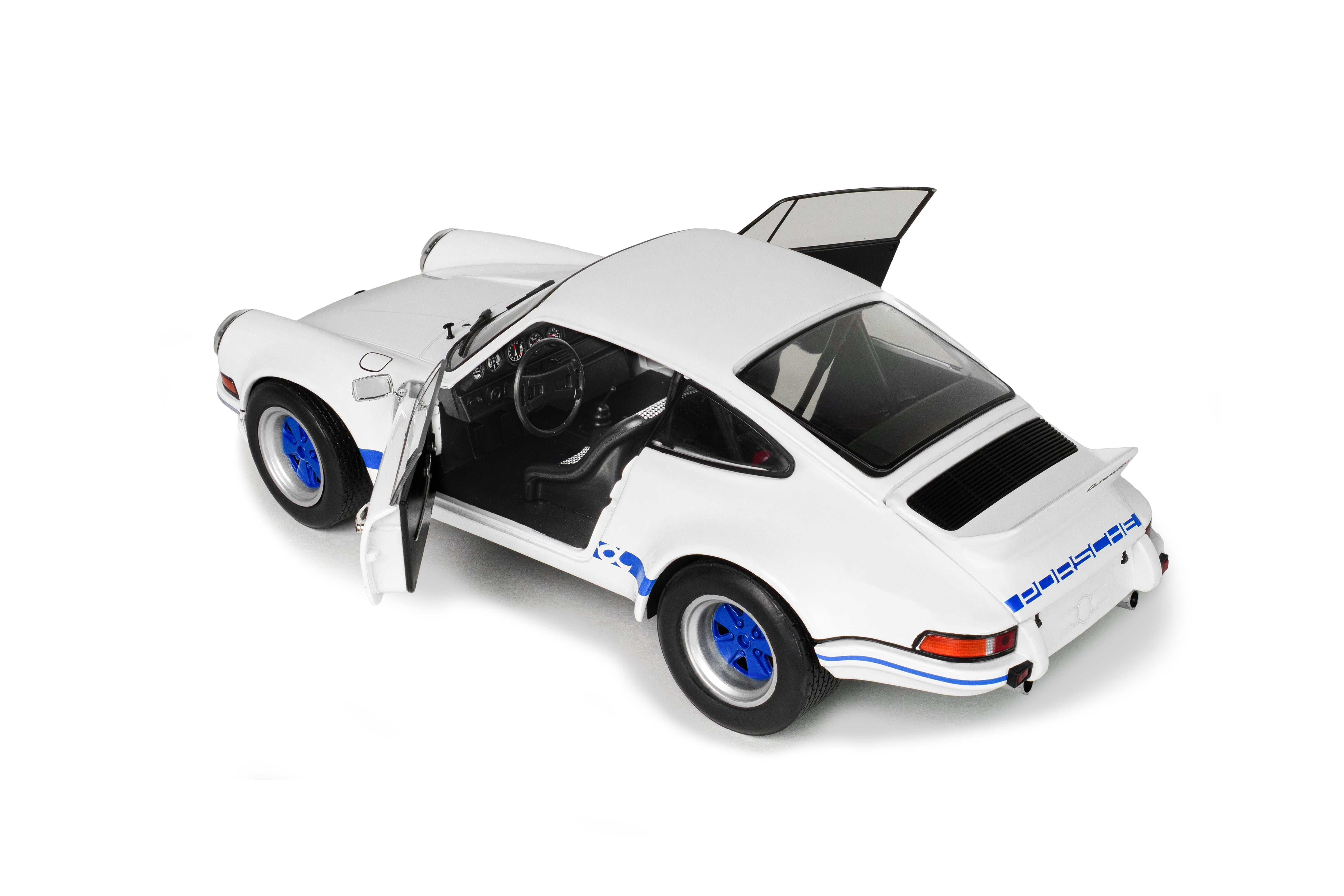 Solido S1801119 Voiture miniature collection 1/18 Porsche 911 RSR – White / Blue Carrera Stripes – 1973