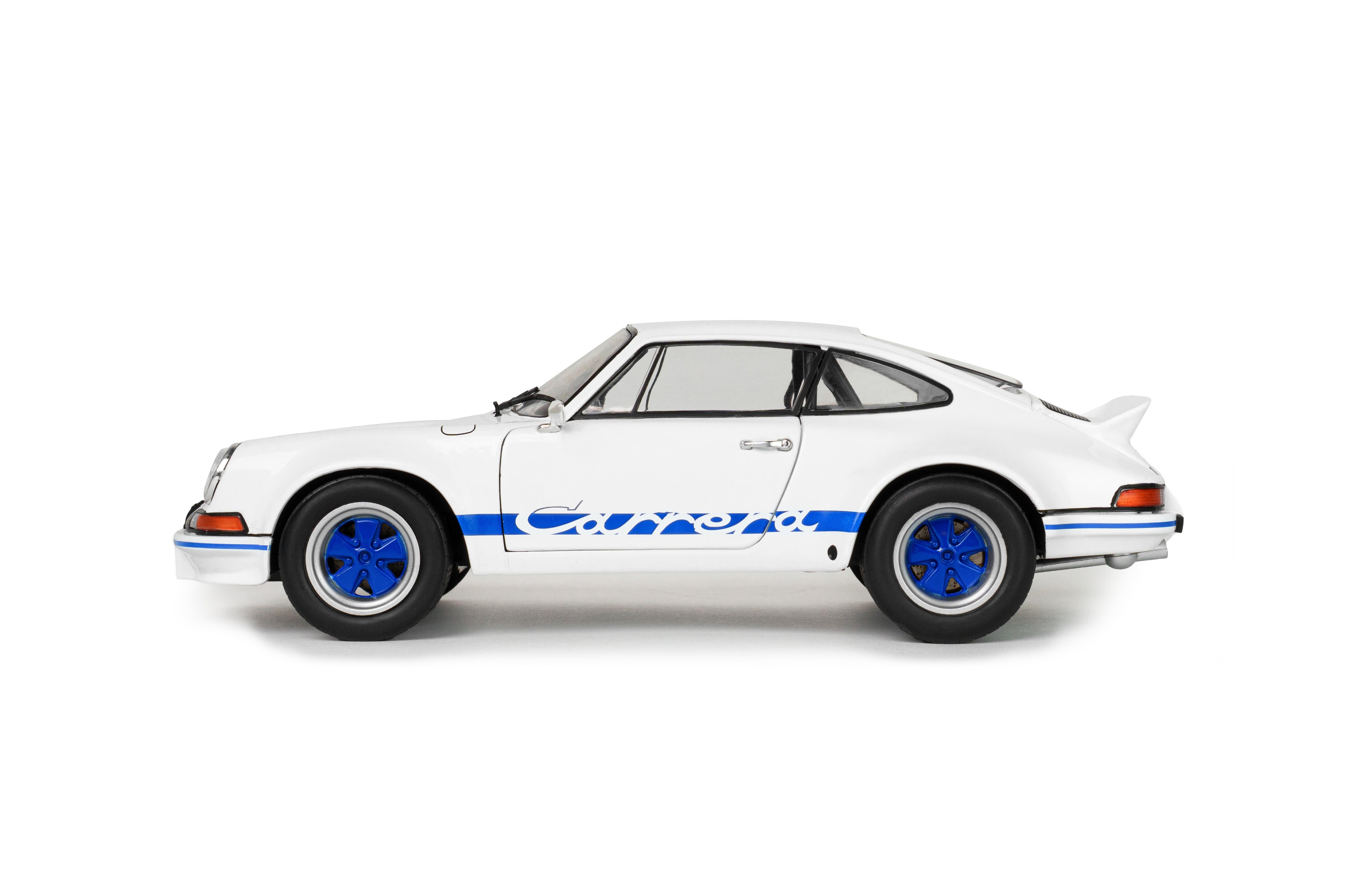 Solido S1801119 Voiture miniature collection 1/18 Porsche 911 RSR – White / Blue Carrera Stripes – 1973