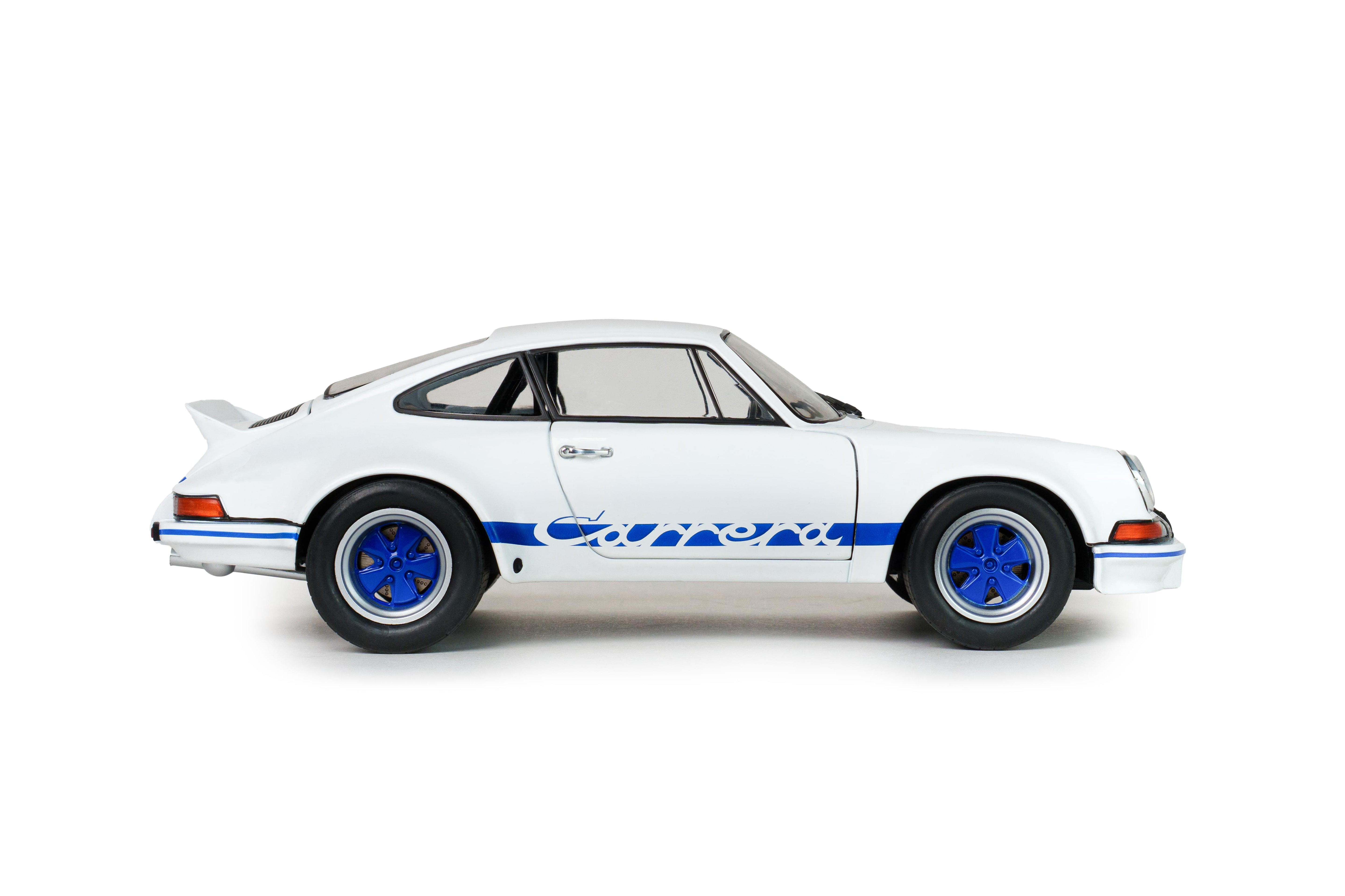 Solido S1801119 Voiture miniature collection 1/18 Porsche 911 RSR – White / Blue Carrera Stripes – 1973