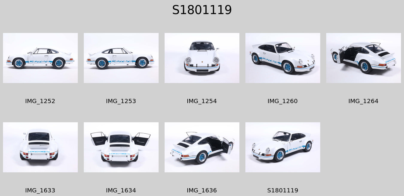 Solido S1801119 Voiture miniature collection 1/18 Porsche 911 RSR – White / Blue Carrera Stripes – 1973