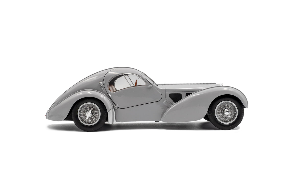 Solido S1802106 Voiture miniature collection 1/18 Bugatti Atlantic Type 57 SC – mat silver – 1937