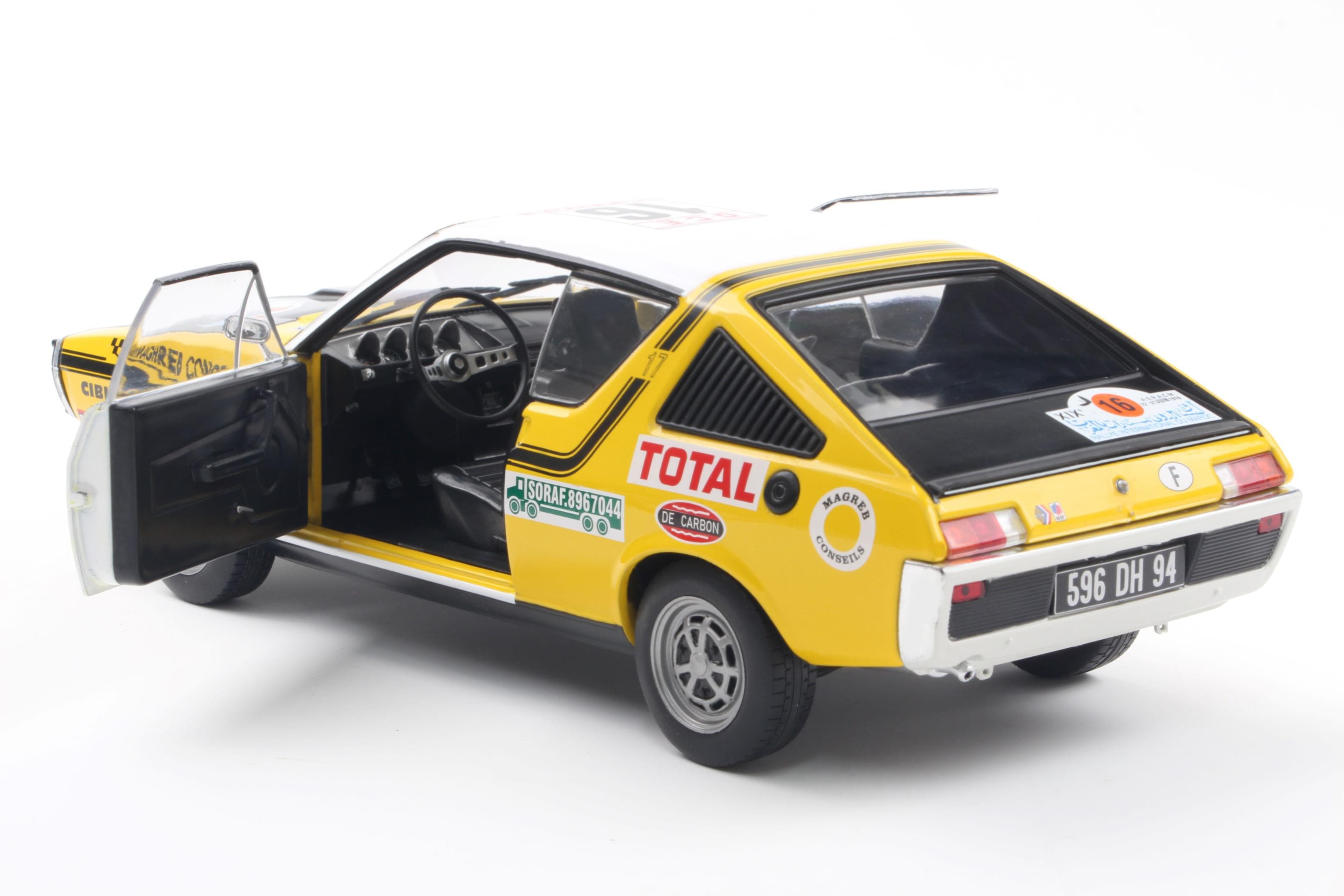 Solido S1803709 Voiture miniature collection 1/18 Renault 17 Ph.1 – Rallye du maroc – 1976