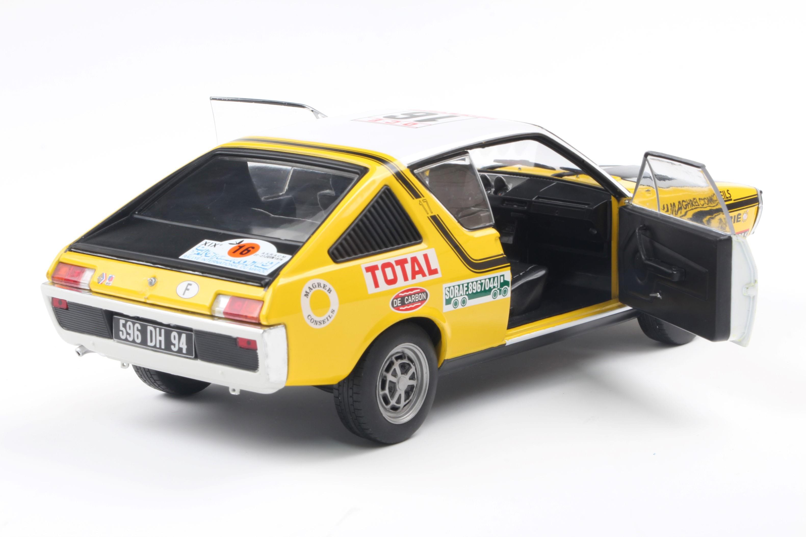 Solido S1803709 Voiture miniature collection 1/18 Renault 17 Ph.1 – Rallye du maroc – 1976