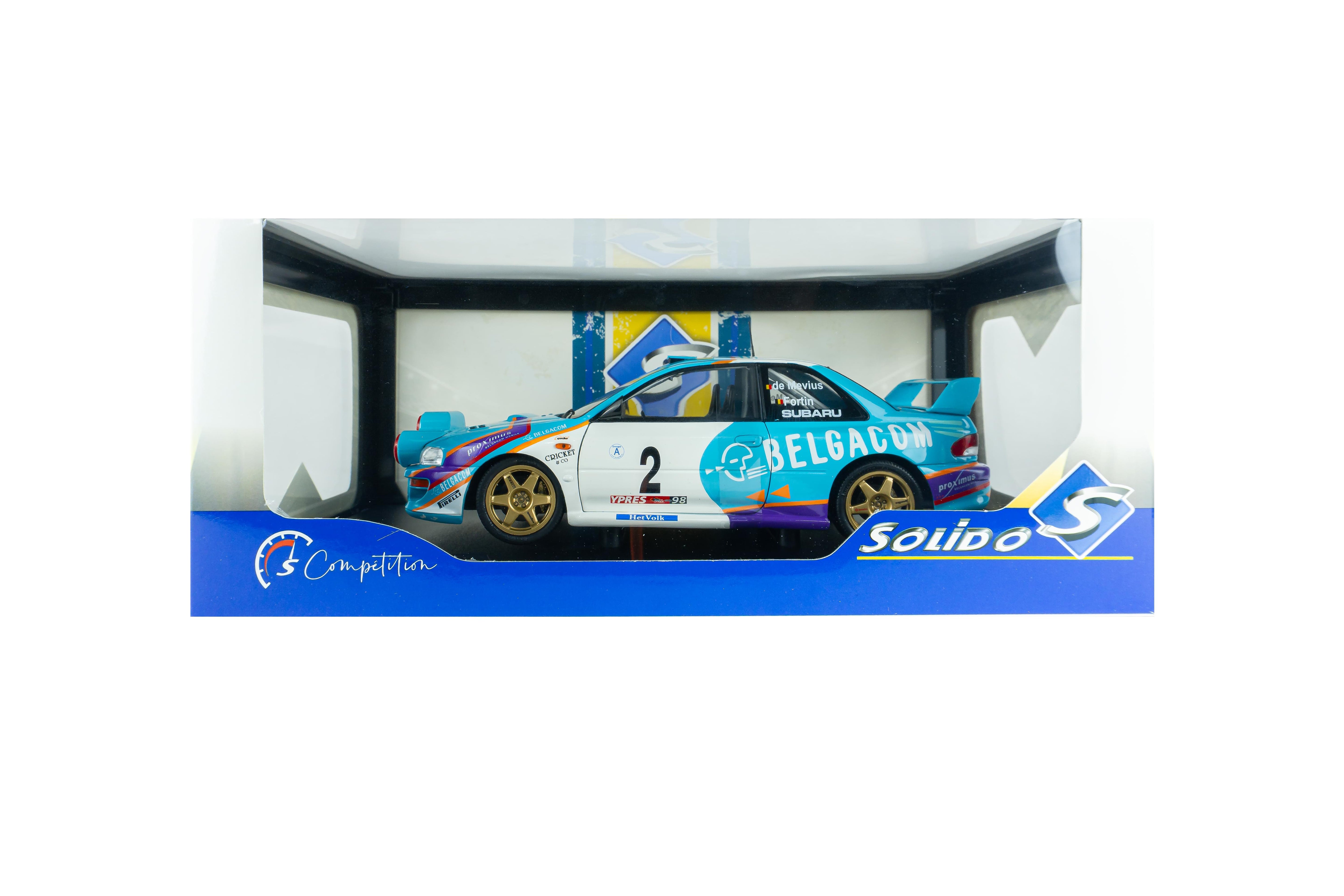 Solido S1807411 Voiture miniature collection 1/18 Subaru Impreza S5 WRC99 Belgique Ypres Westhoek Rally 1998 #2 G.DE Mevius/J-M.Fortin