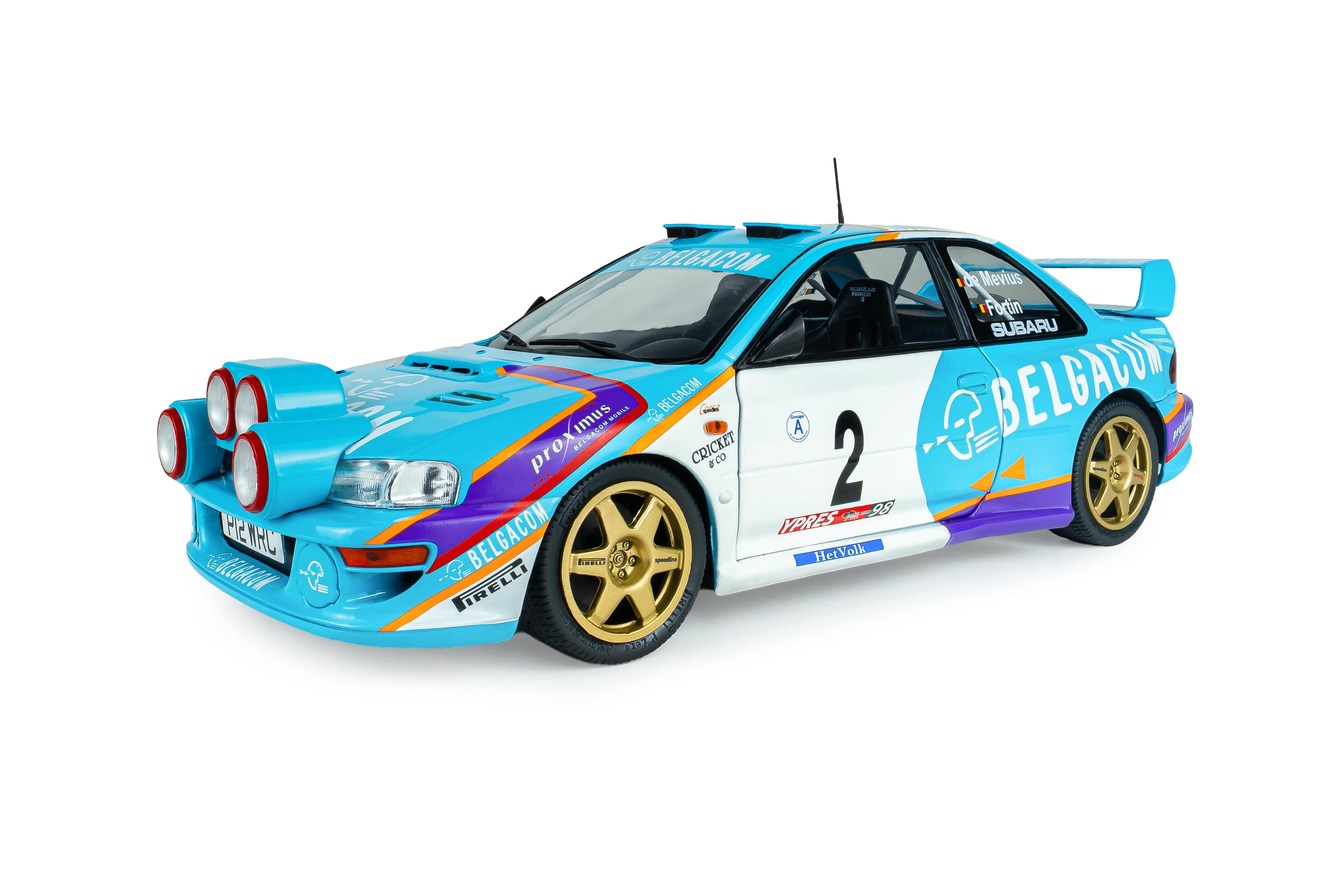 Solido S1807411 Voiture miniature collection 1/18 Subaru Impreza S5 WRC99 Belgique Ypres Westhoek Rally 1998 #2 G.DE Mevius/J-M.Fortin