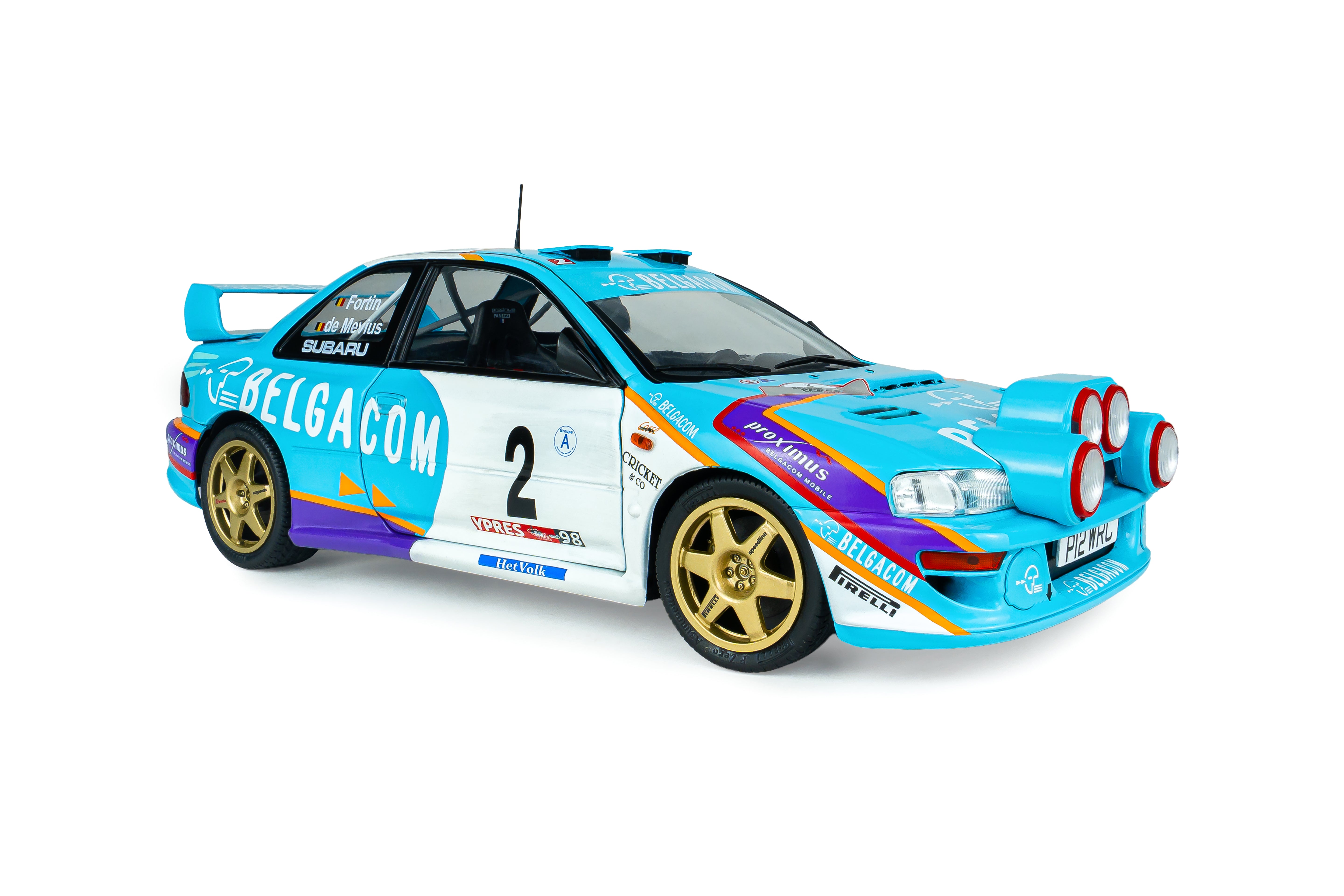 Solido S1807411 Voiture miniature collection 1/18 Subaru Impreza S5 WRC99 Belgique Ypres Westhoek Rally 1998 #2 G.DE Mevius/J-M.Fortin