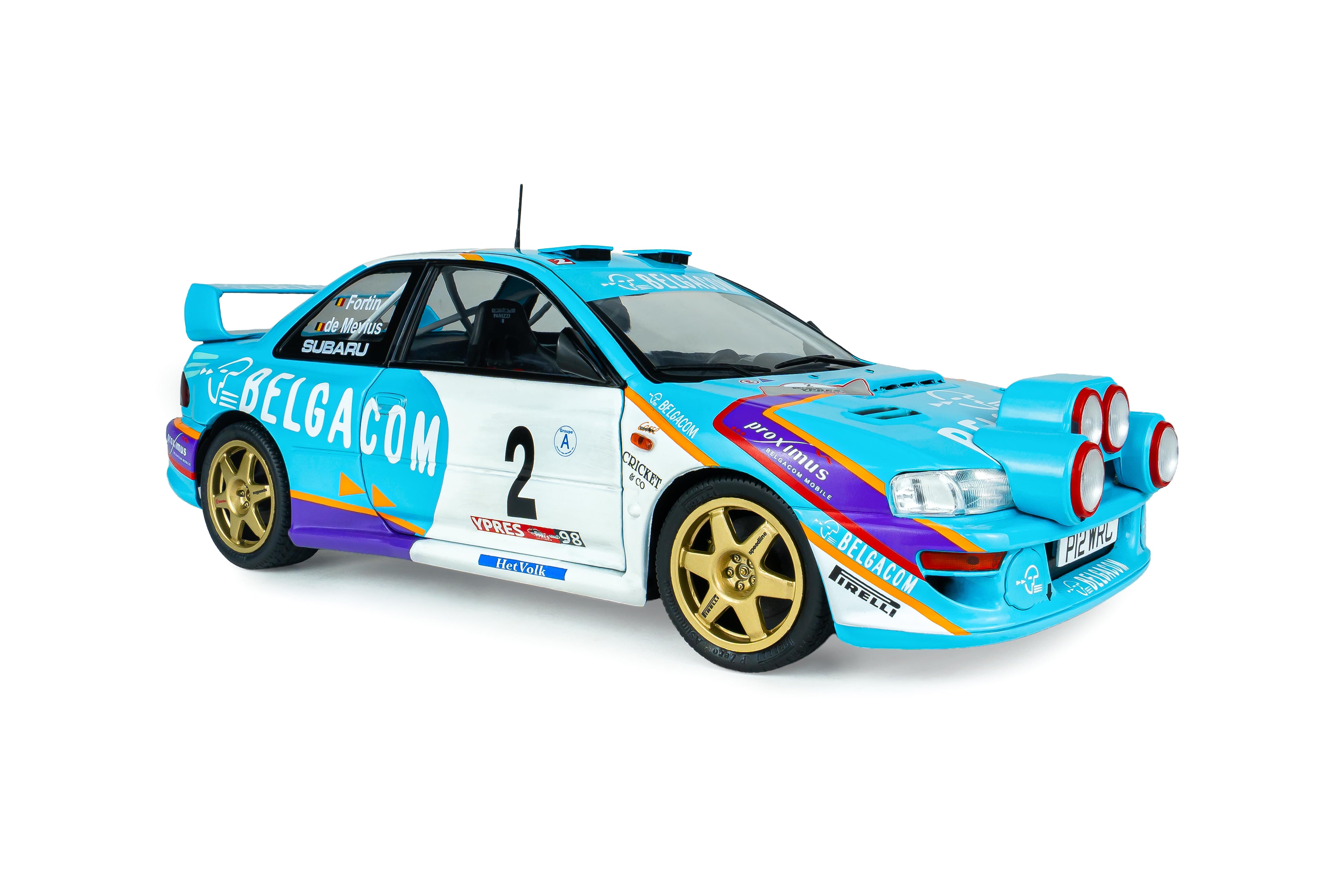 Solido S1807411 Voiture miniature collection 1/18 Subaru Impreza S5 WRC99 Belgique Ypres Westhoek Rally 1998 #2 G.DE Mevius/J-M.Fortin