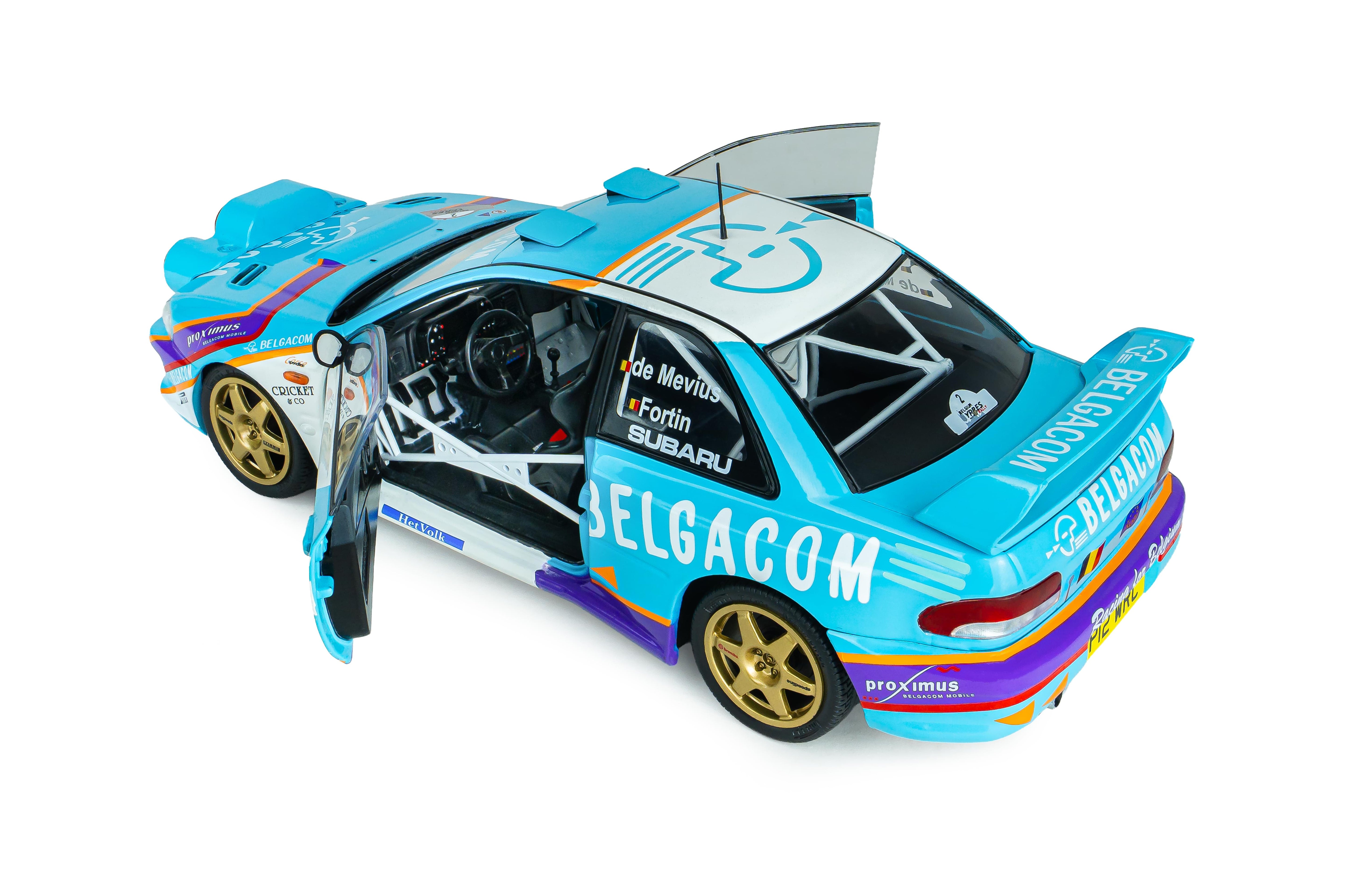 Solido S1807411 Voiture miniature collection 1/18 Subaru Impreza S5 WRC99 Belgique Ypres Westhoek Rally 1998 #2 G.DE Mevius/J-M.Fortin
