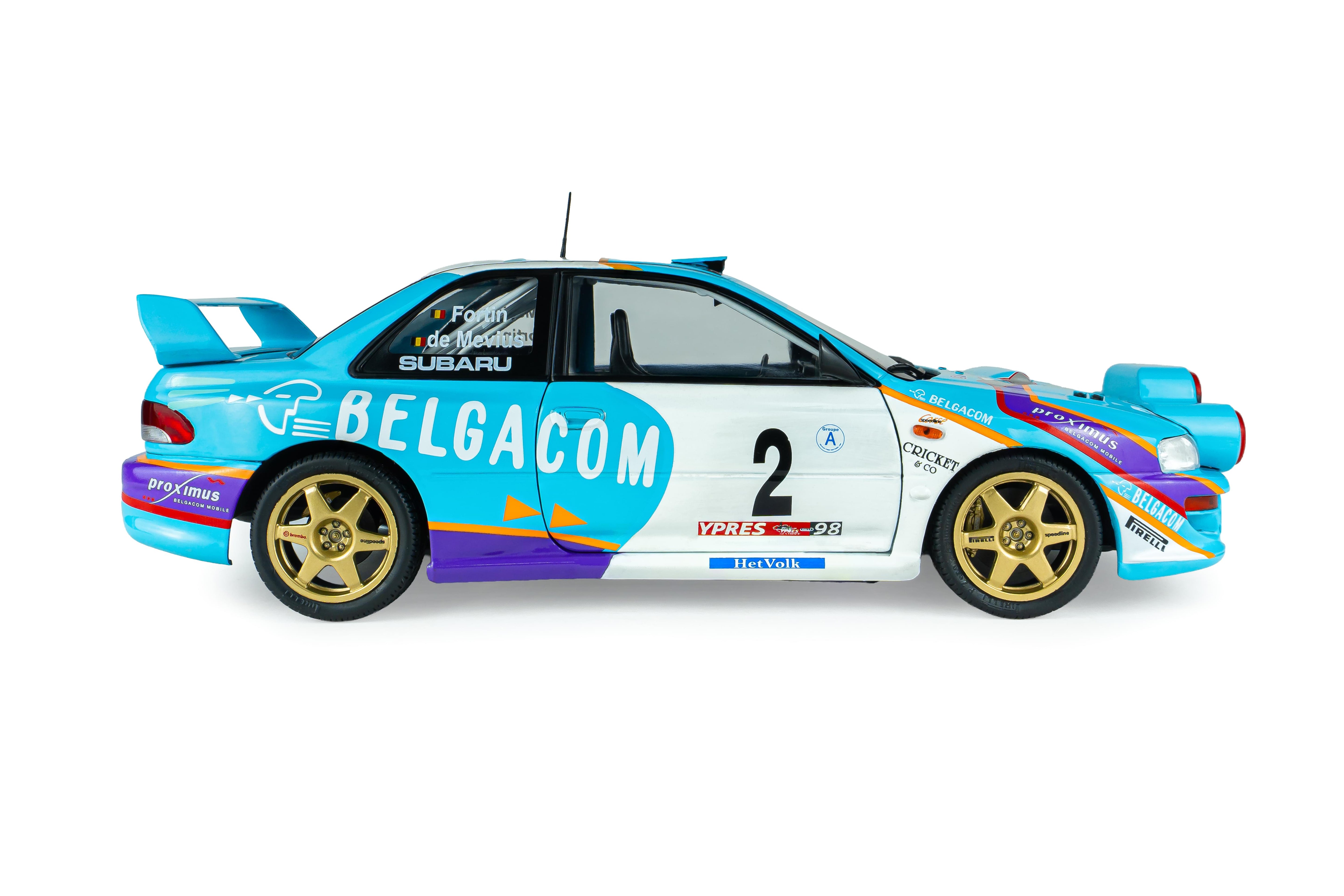Solido S1807411 Voiture miniature collection 1/18 Subaru Impreza S5 WRC99 Belgique Ypres Westhoek Rally 1998 #2 G.DE Mevius/J-M.Fortin