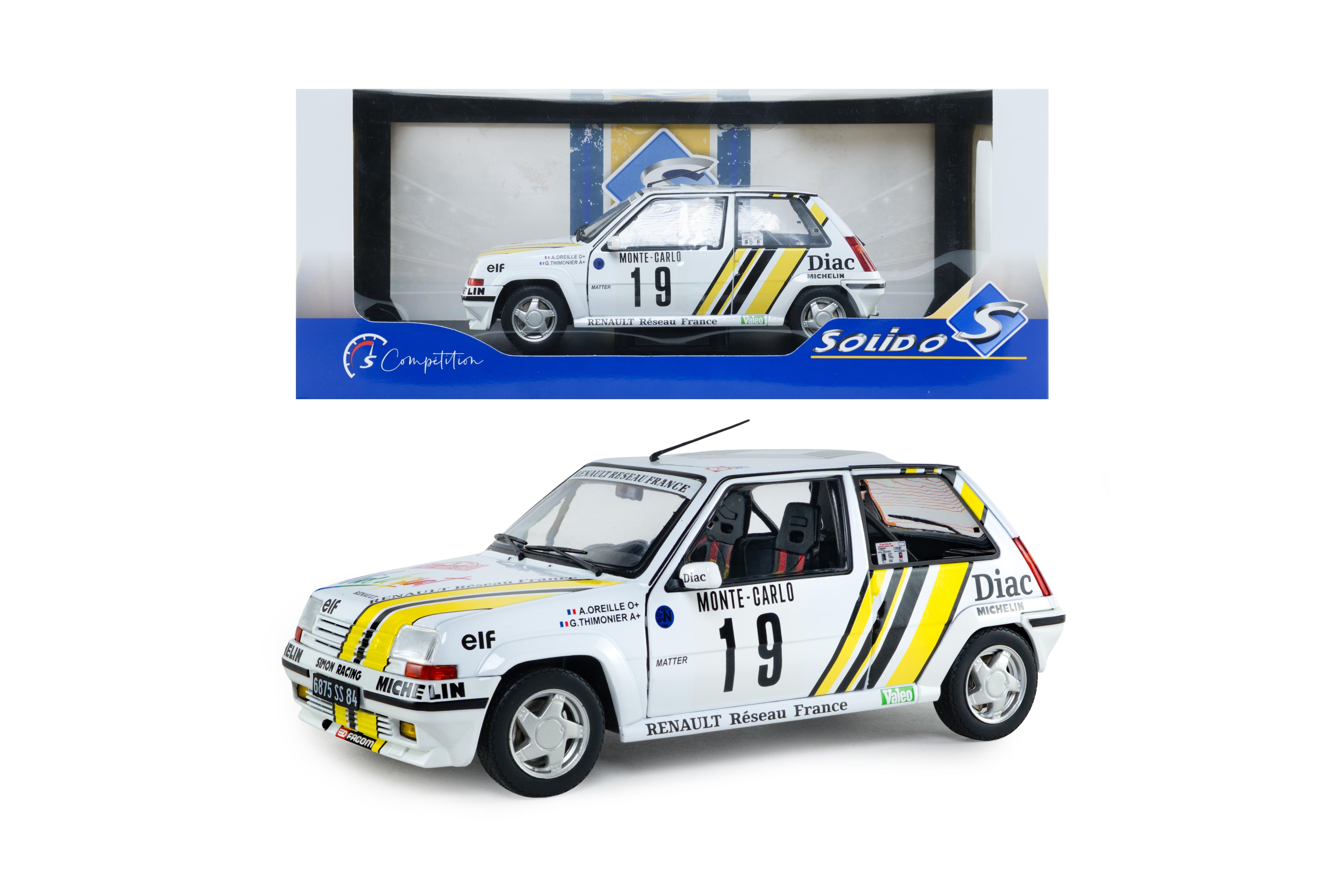 Solido S1810006 miniature collection 1/18 Renault 5 GT Turbo MK2 Rallye Monte Carlo 1989 #19 A.Oreille/G.Thimonier - Breizh Modélisme.
