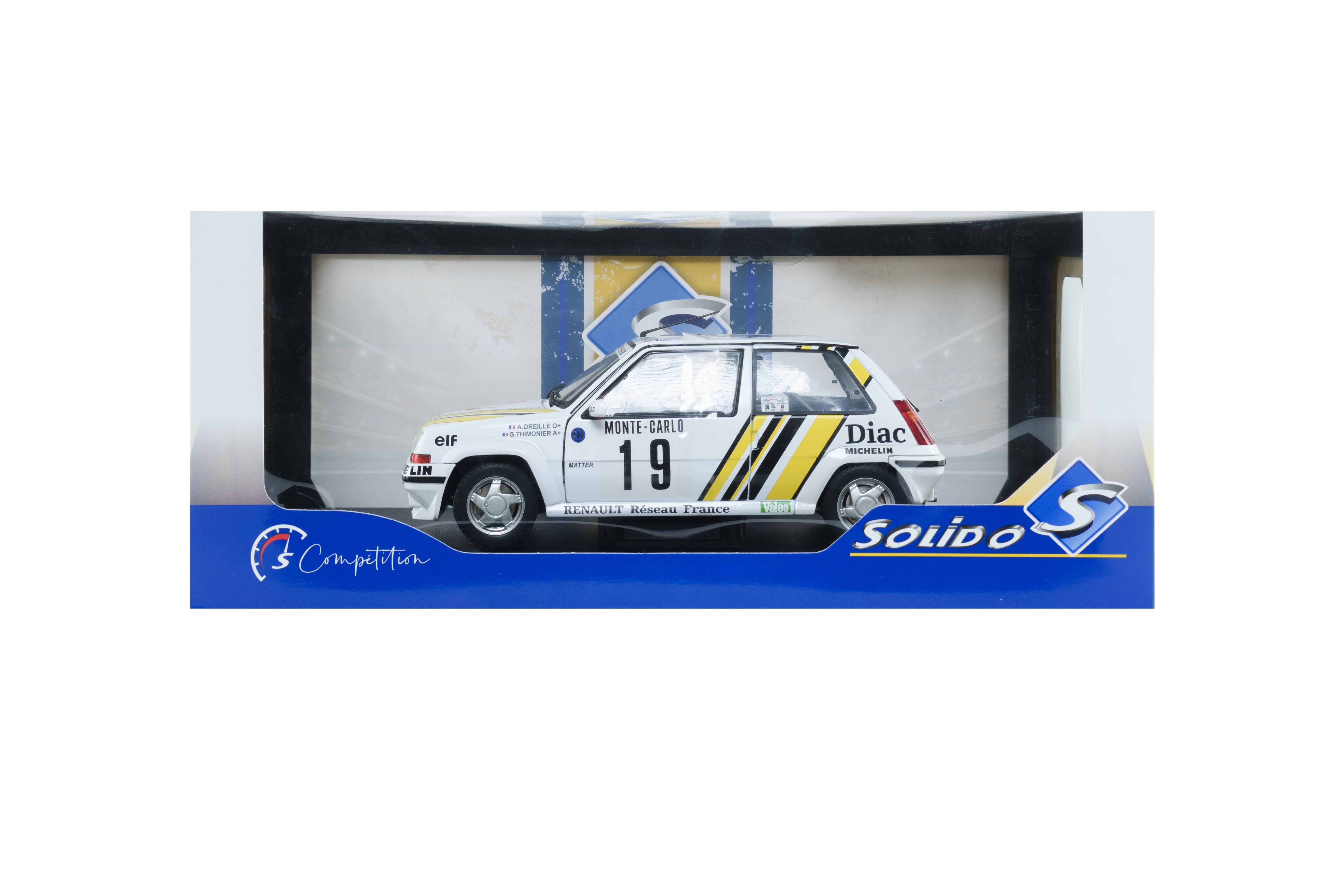 Solido S1810006 miniature collection 1/18 Renault 5 GT Turbo MK2 Rallye Monte Carlo 1989 #19 A.Oreille/G.Thimonier - Breizh Modélisme.