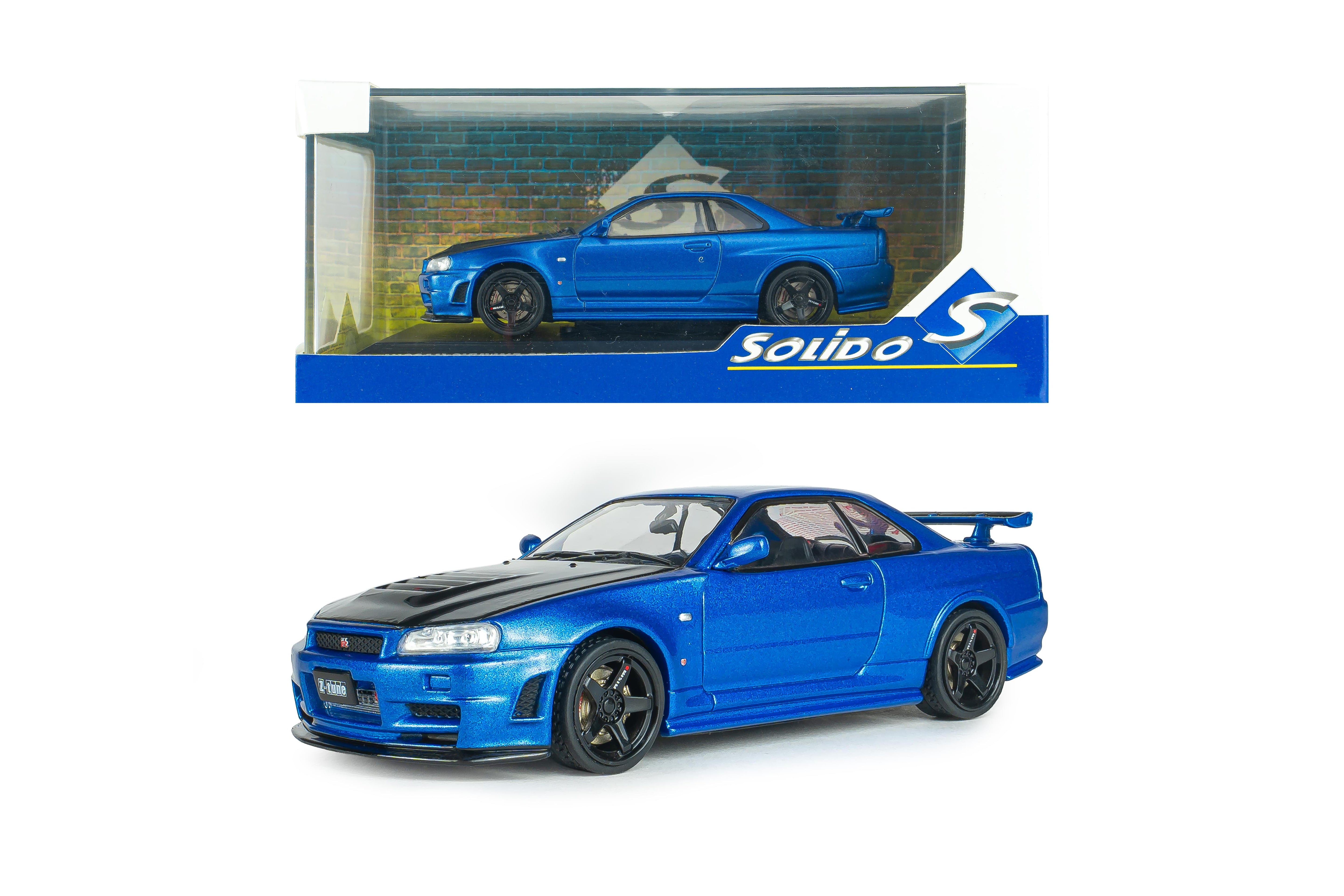 Voiture miniature 1/43 Nissan Skyline GT-R (R34) Z Tune 1998 Bayside Blue Solido S4318202