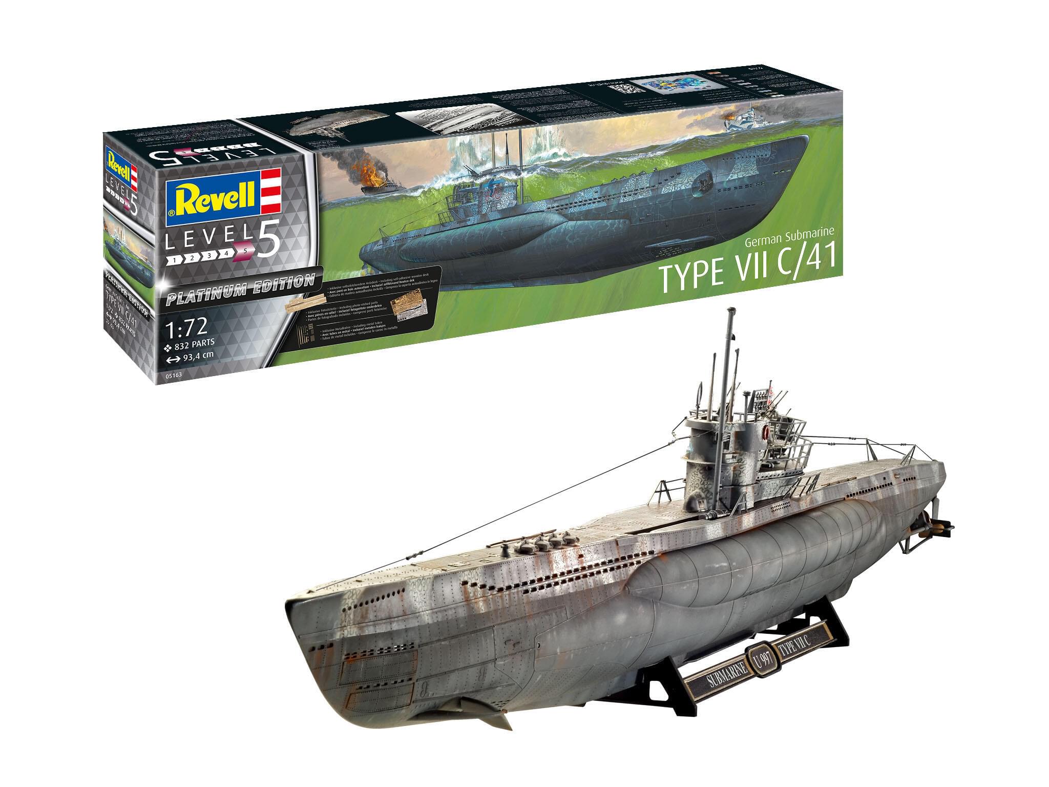 Maquette bateau Revell 05163 Sous marin Allemand type VII C/41