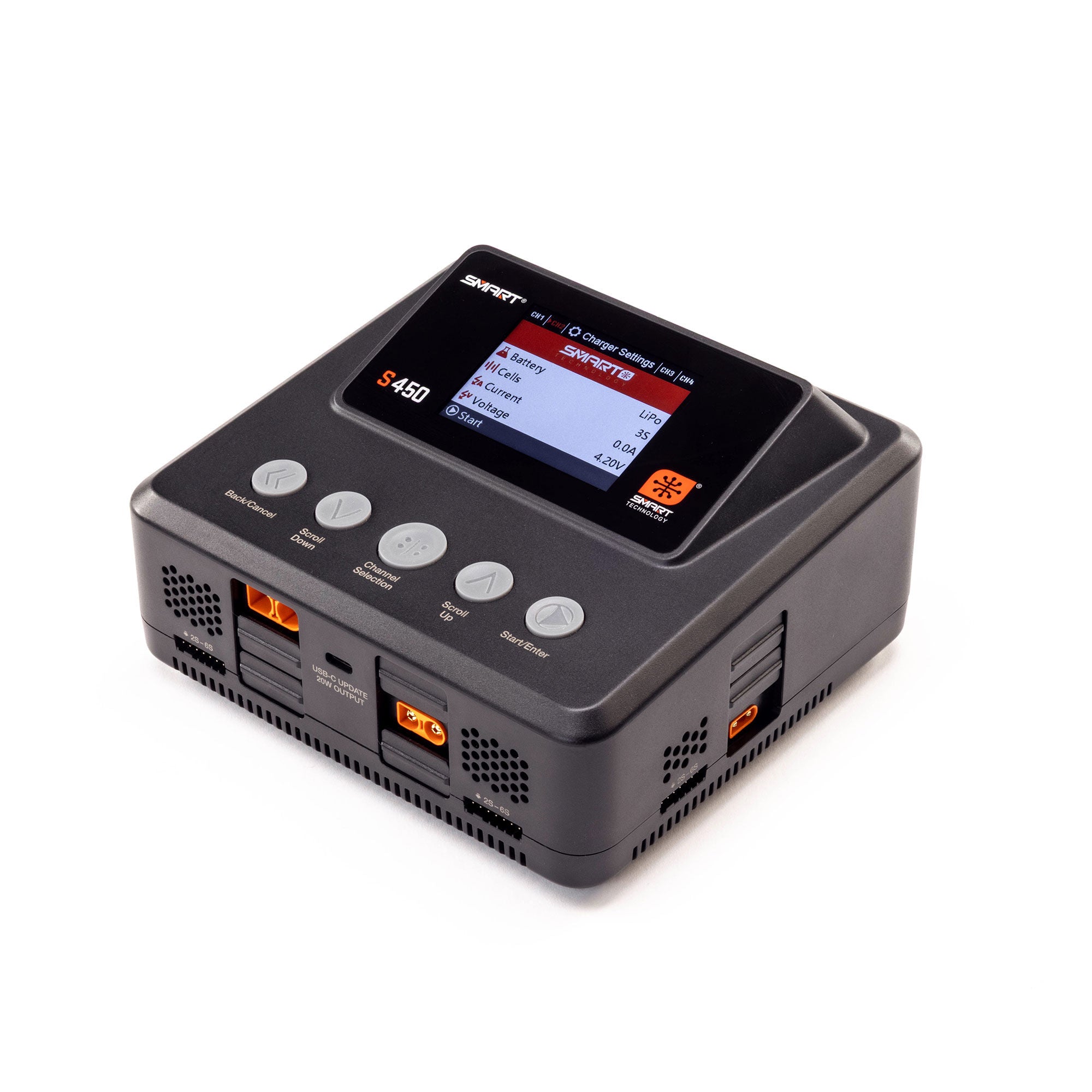 Chargeur intelligent AC/DC S450 G2 4x50W - SPMXC3040I - Breizh Modélisme.