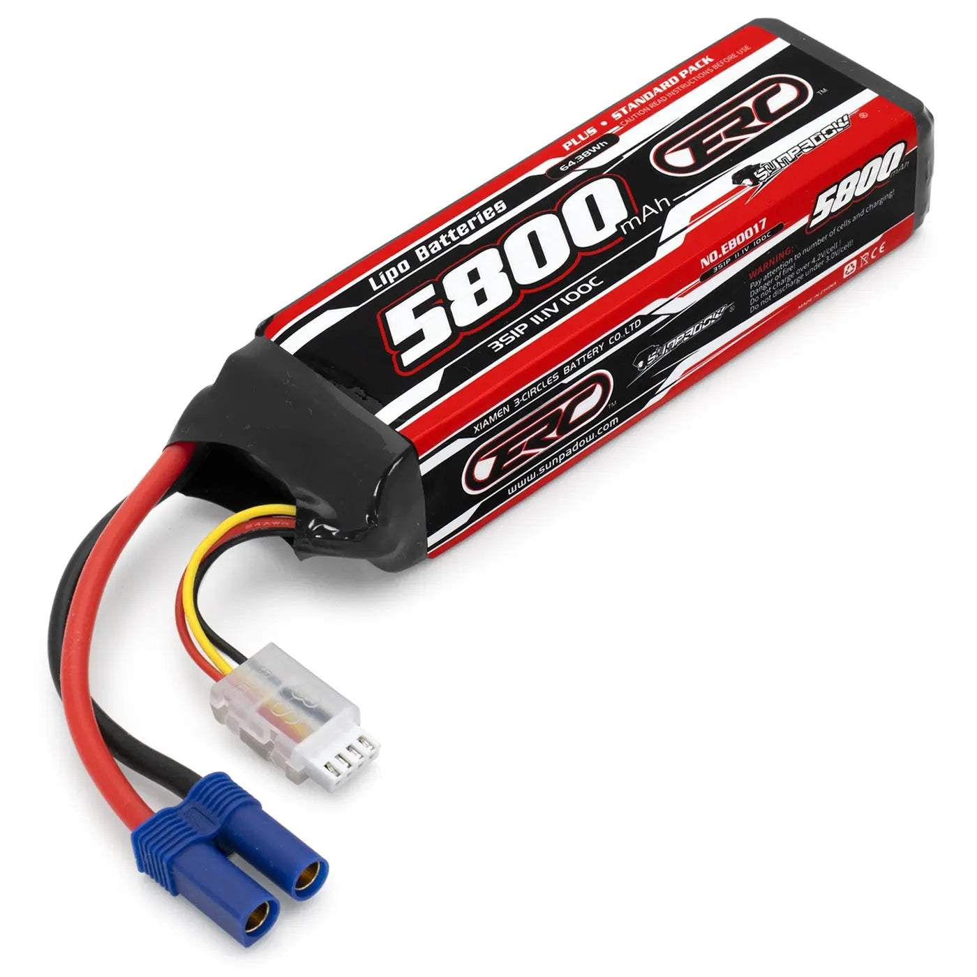 Batterie Lipo 3S 11,1 V 5800mAh 100C prise EC5