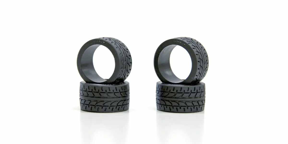 Pneus Kyosho Mini-Z Radial 10 Shore (4) Larges - MZW38-10B - Breizh Modélisme.