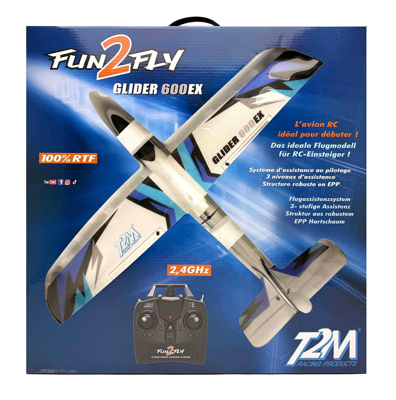 Planeur RC T2M bleu 600 Glider EX 6ch 600mm - Breizh Modélisme.
