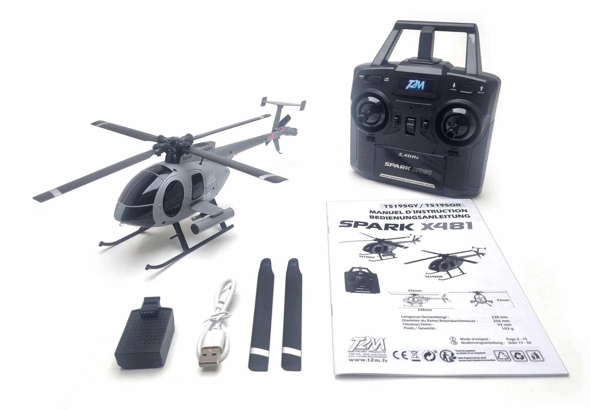 Hélicoptère RC Mono rotor T2M T5195GY Spark X481 gris