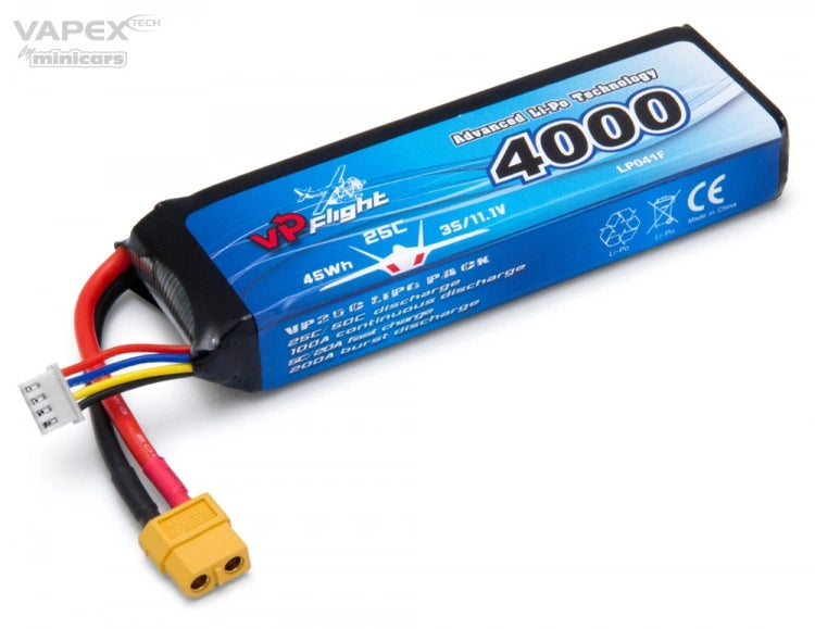 Batterie LiPo 3S 11,1V 4000mAh 25C prise XT60 - VPLP041FXT