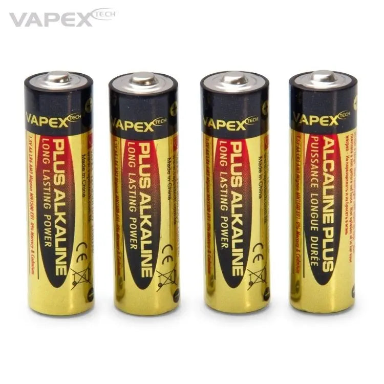 4 Piles Plus Alcaline Vapex AA 1.5V LR6 - VPLUS4AA - Breizh Modélisme.